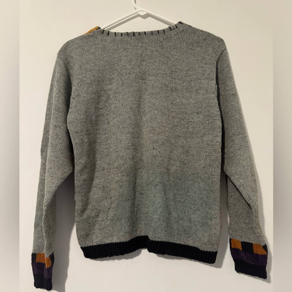 Vintage Tanglewood Multicolor Butterfly Print Grey Sweater - Picture 2 of 3